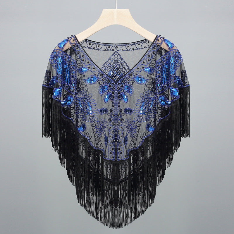 Tassel Shawl Vintage Sequined Cloak