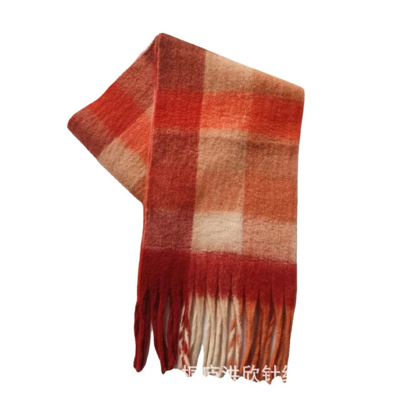 Men's and Women's Autumn and Winter Fashion Warm Rainbow Plaid Shawl Versatile Tassel Scarf