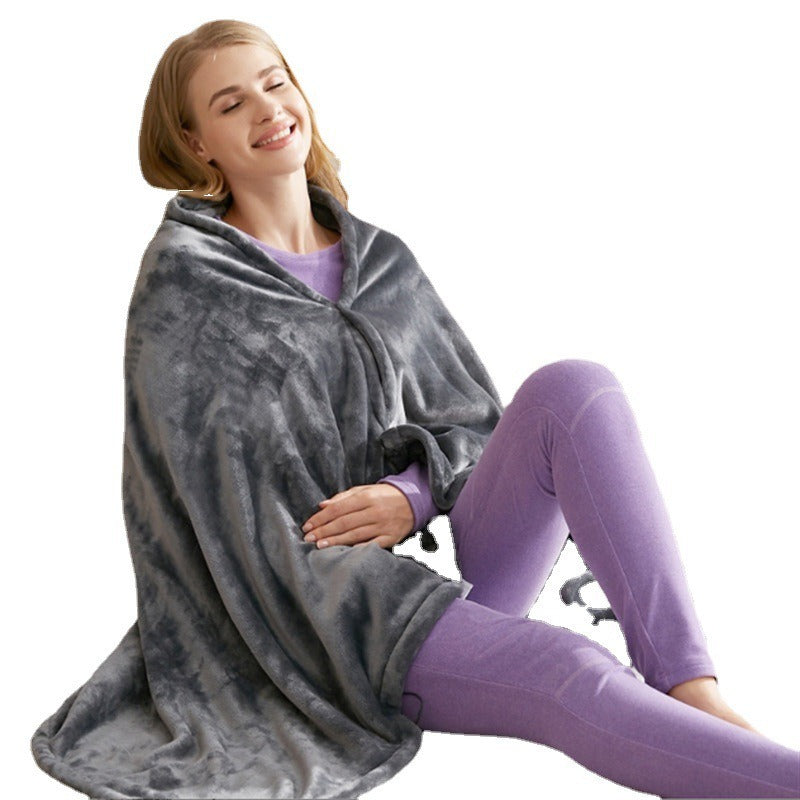 Electric Outer Shawl Blanket Coral Velvet Warm Wrap Cape Cloak USB Charging Heating Blanket Cold Insulation Blanket