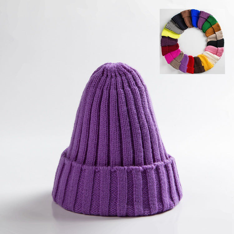 New Woolen Curly-brimmed Winter Warm Knitting Pointed Hats