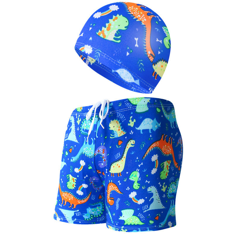 Summer Children's Cute Cartoon Beach Pants Swimming Cap Suit