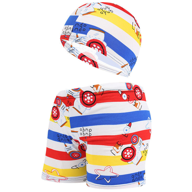 Summer Children's Cute Cartoon Beach Pants Swimming Cap Suit