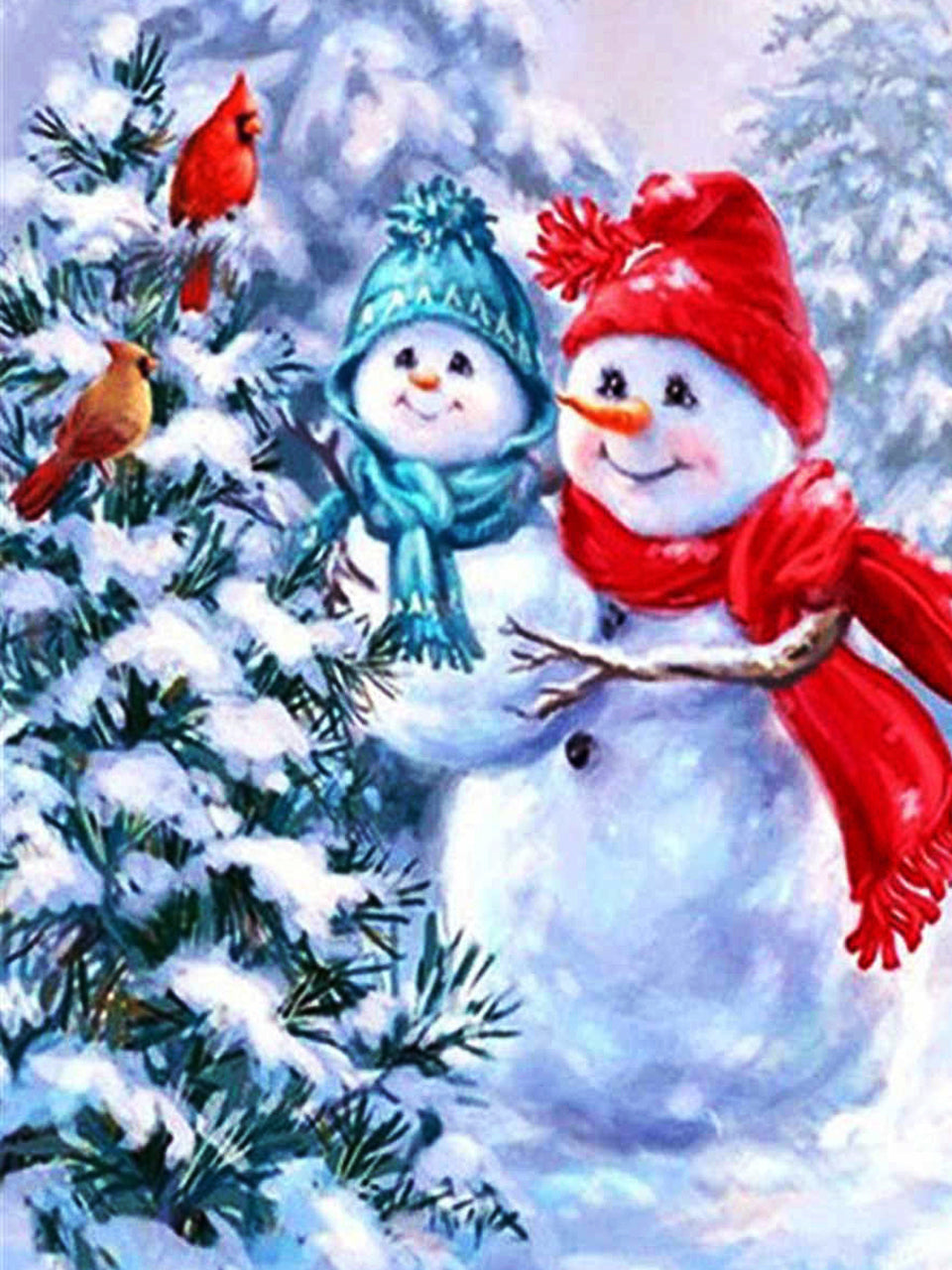 Diamond Painting Kit Full Circle Snowman Cartoon Mosaic Winter Handmade Gift Art