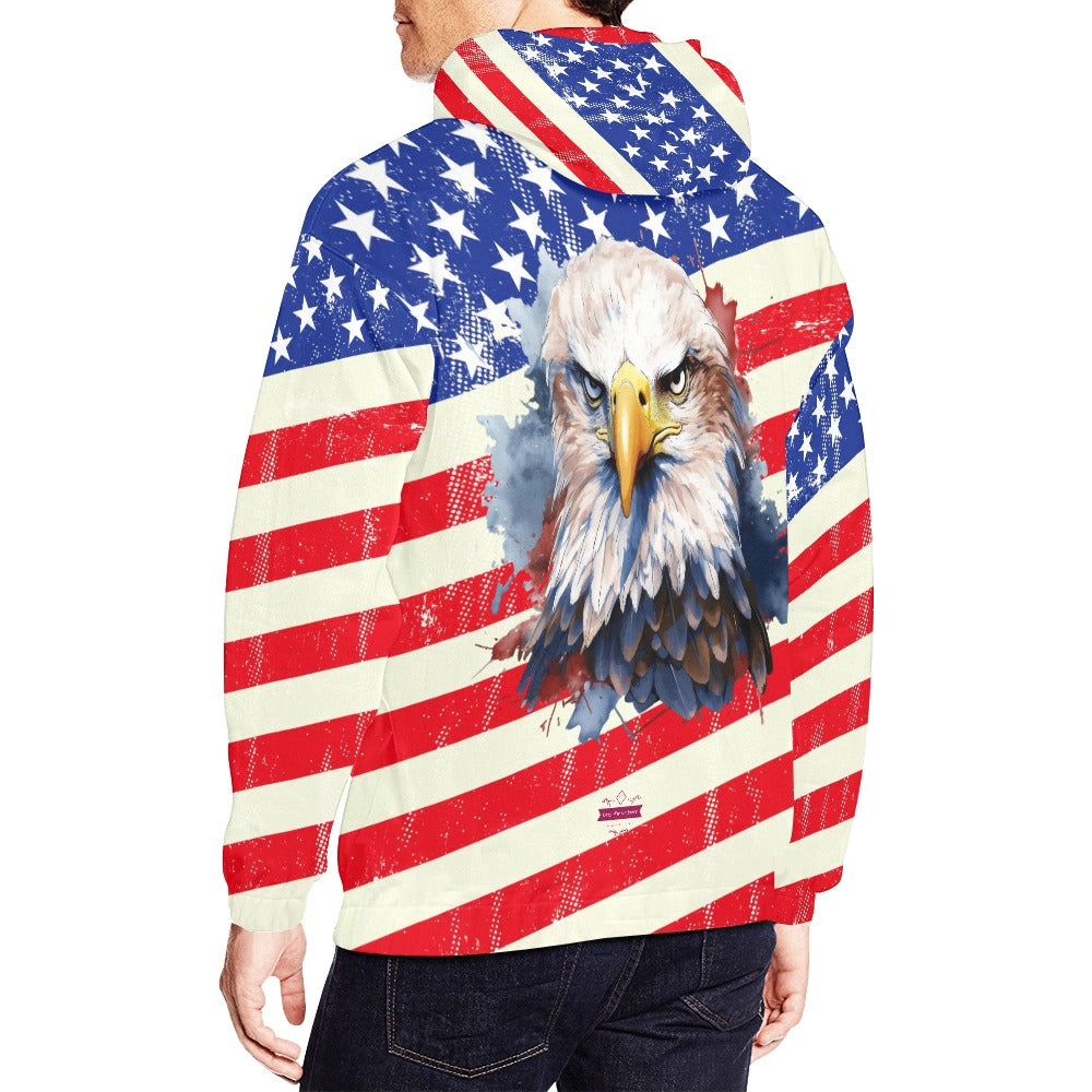 CWS Cozy Hoodie " USA Adventure Eagle" Men's All Over Print Hoodie (USA Size) by Cozy Winter Store