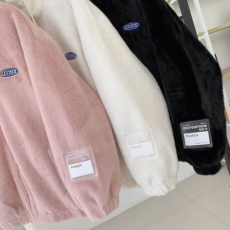 Faux Seto Pelz Lamm Wolle Plüsch Mantel Weibliche Fleece-gefüttert Verdickt Student Koreanischen Stil Lose Alle-matching