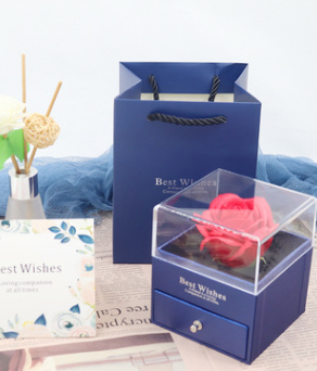 Ewige Blume Geschenkbox Ohrring Halskette Anhänger Box Paar Ringbox