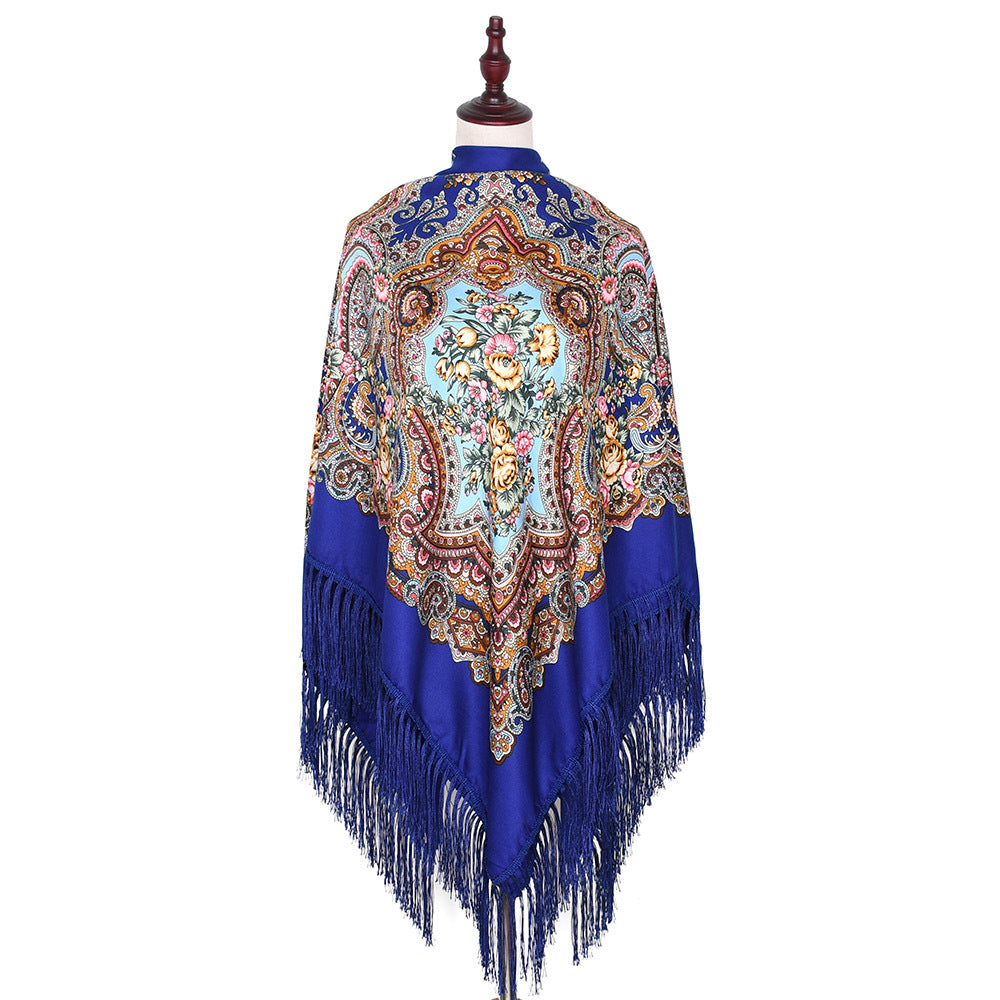 Vintage Twill Tassel Ethnic Style Shawl