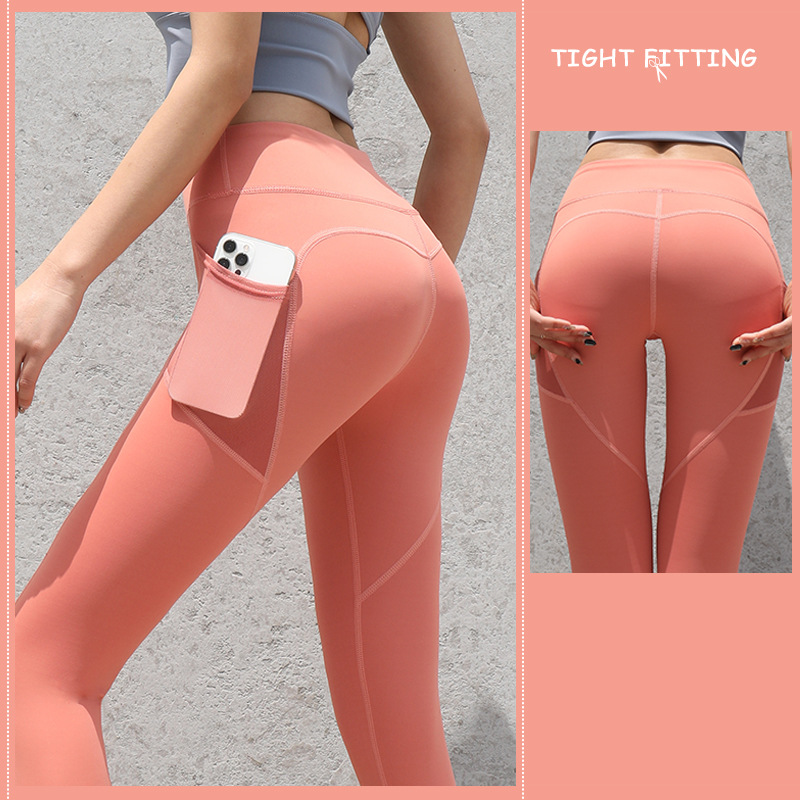 Nahtlose Leggings fürs Fitnessstudio, mit Taschen, Push-Up-Hose mit hoher Taille, Damen, Fitness, Running, Yogahosen, Nahtlose Leggings fürs Fitnessstudio, Sport