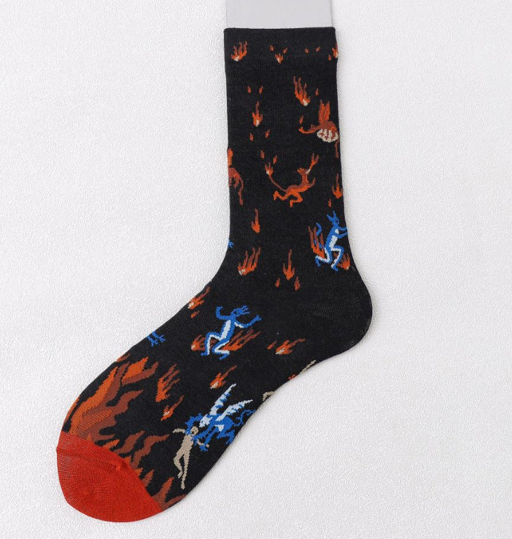 Trendy Mid-calf Artistic Illustration Socks