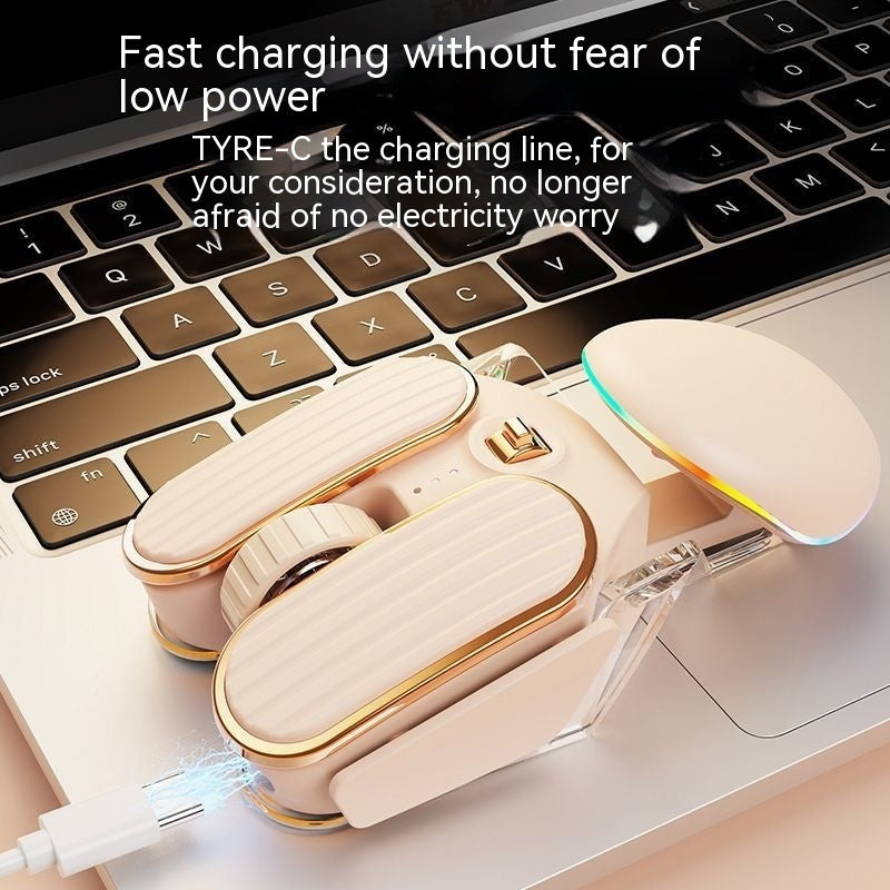 Science Fiction Wireless Bluetooth Dual-mode Mouse Mute Girl Cute Rechargeable Game Office Notebook