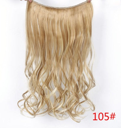 24" Invisible Wire No Clips In Hair Extensions Secret Fish Line Hairpieces Synthetic Straight Wavy Hair Extensions