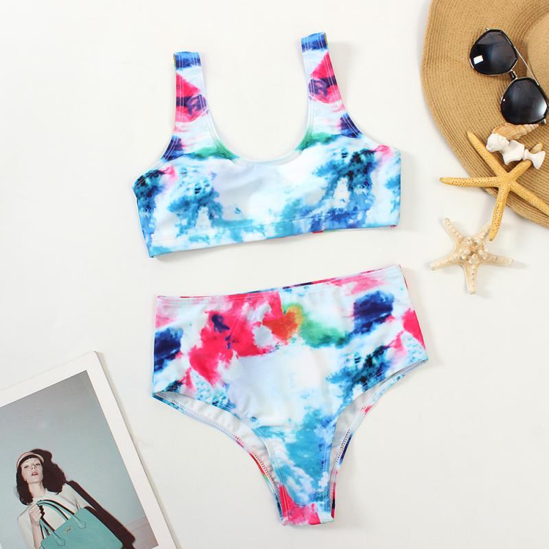 Bikini ladies rainbow high waist swimsuit