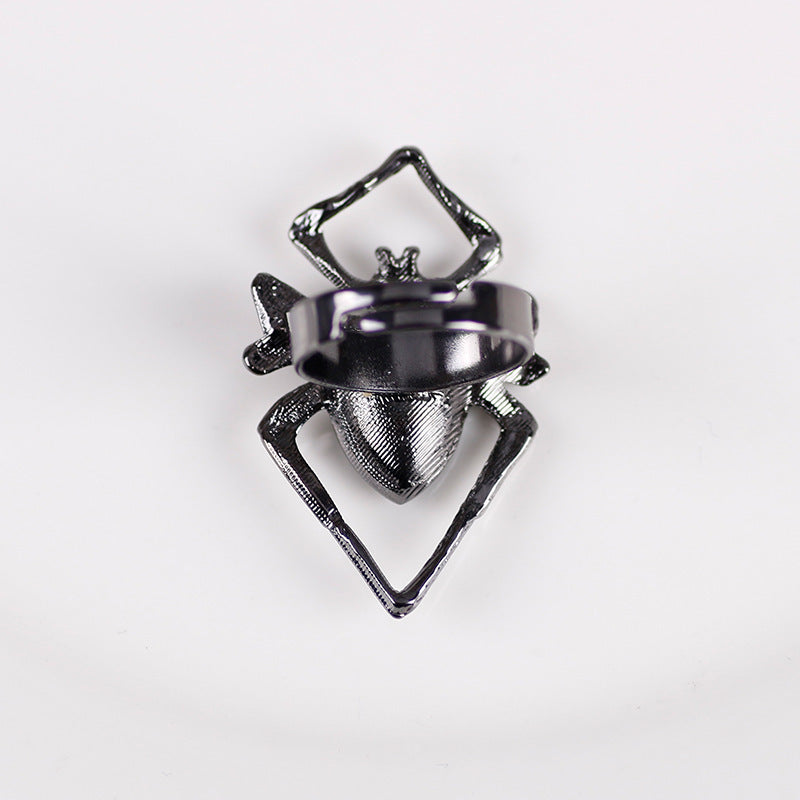 Retro Mode Tier Ring Kreative Schwarze Spinne Intarsien Strass