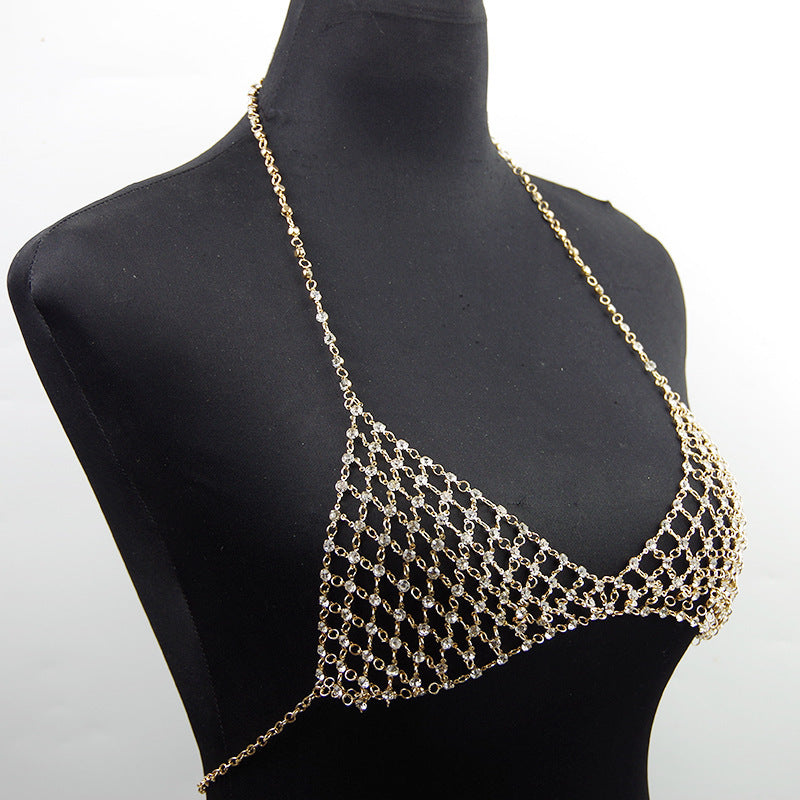 Leisure Nightclub Body Chains Artificial Diamond Chest Necklace