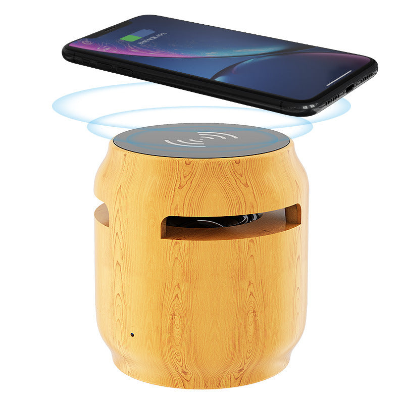 Wireless Bluetooth Speaker Wood Grain Large Volume Small Subwoofer Wireless Charger 2 In 1