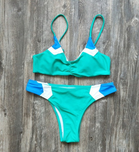 Sexy European and American bikini color matching swimsuit swimsuit