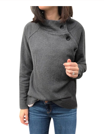 Buttoned casual long-sleeved thermal sweater