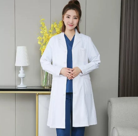 White Coat Long Sleeve Female Male Beauty Doctor Nurse Work Clothes