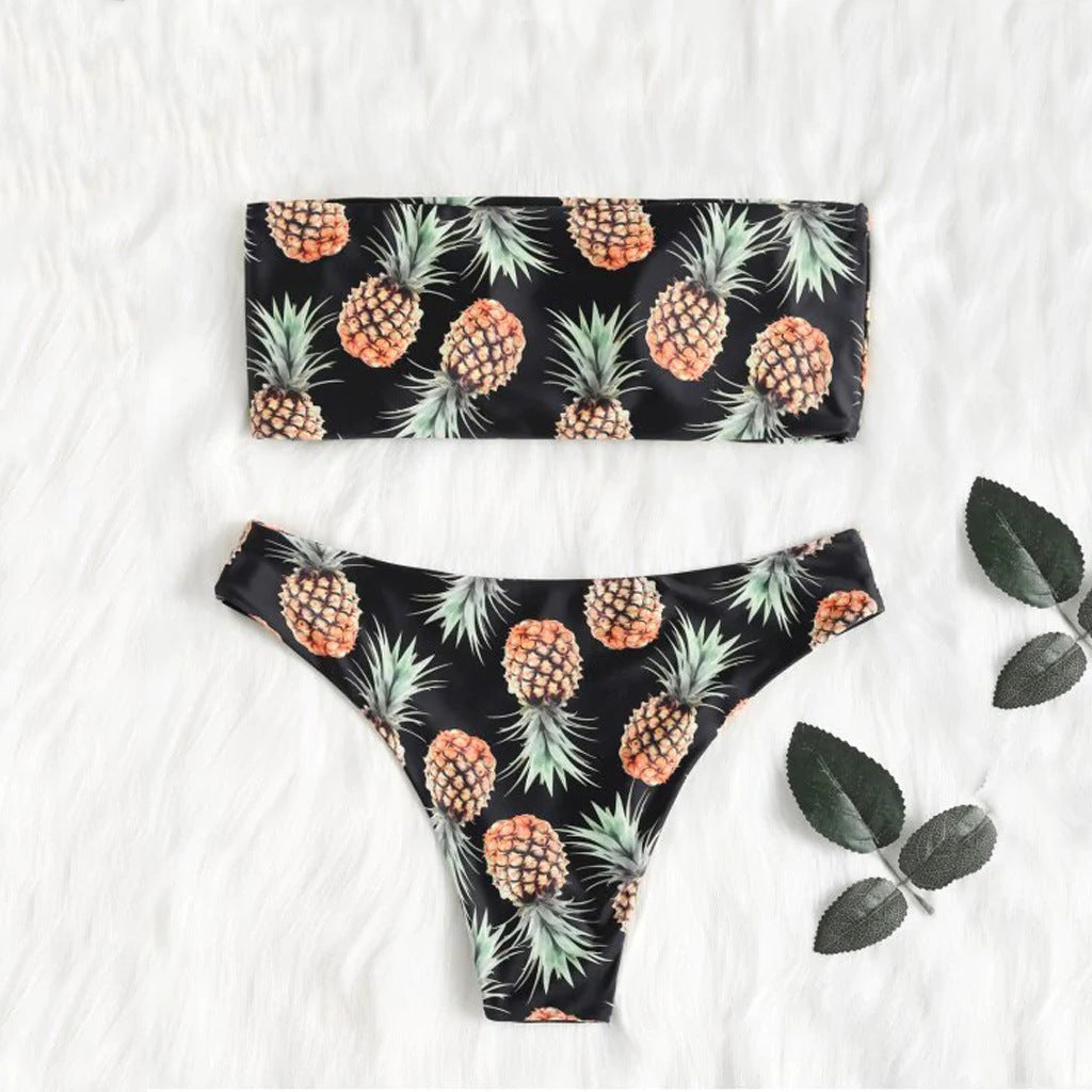 Tube Top Bikini Pineapple Swimsuit Split Swimsuit Women Swimwear