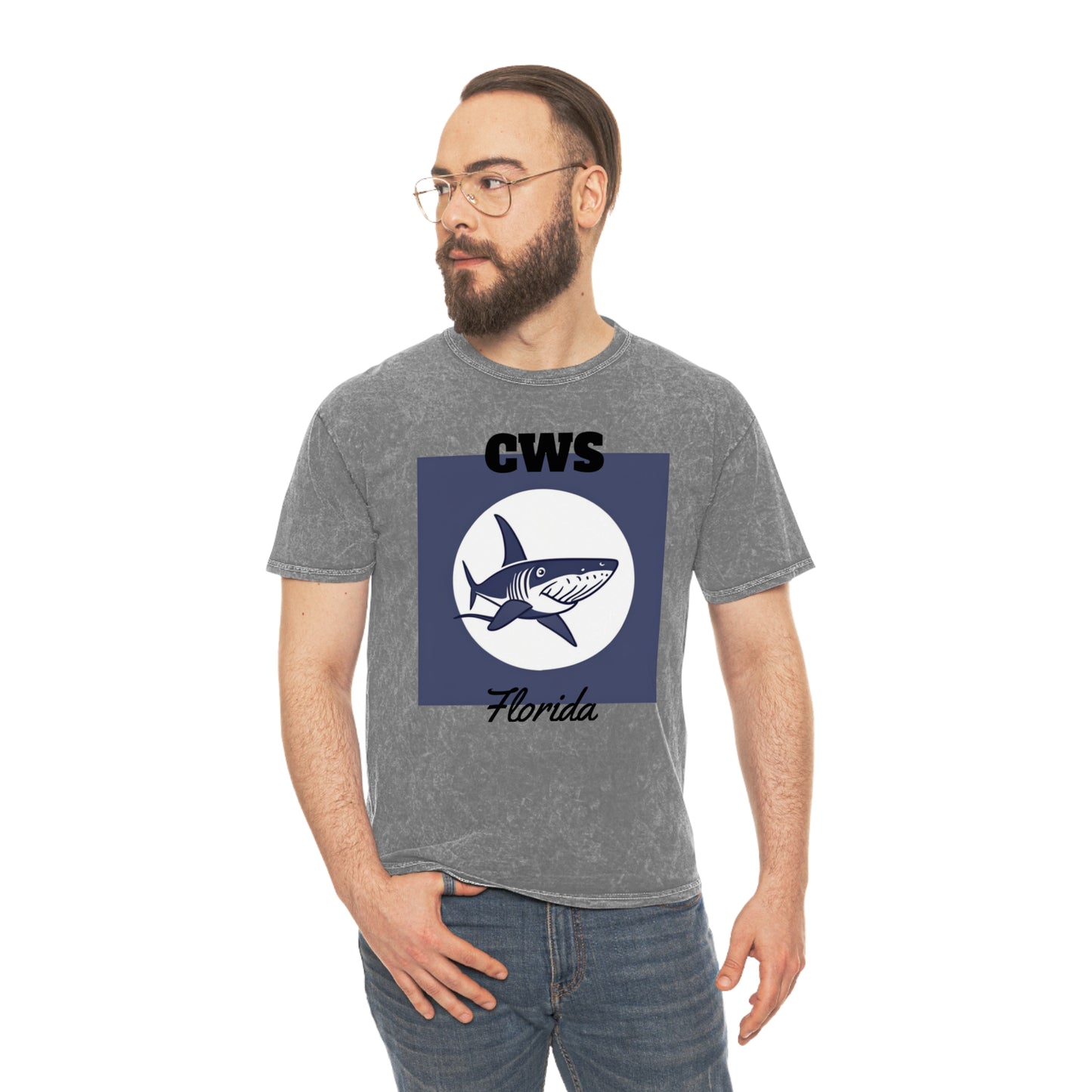 CWS Florida Gray Shark Unisex Mineral Wash T-Shirt By Cozy Winter Store ( ships within USA only)