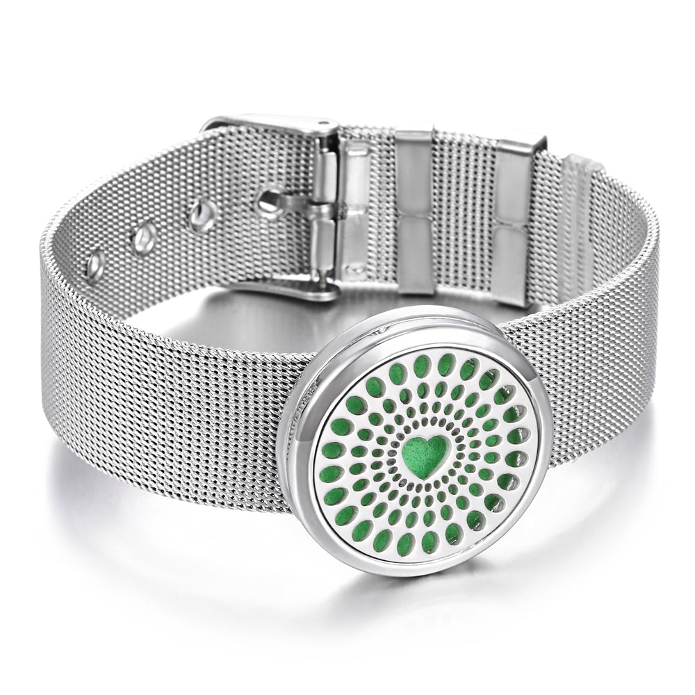 Essence Elysium: Stainless Steel Aromatherapy Bracelet Perfume Diffuser.