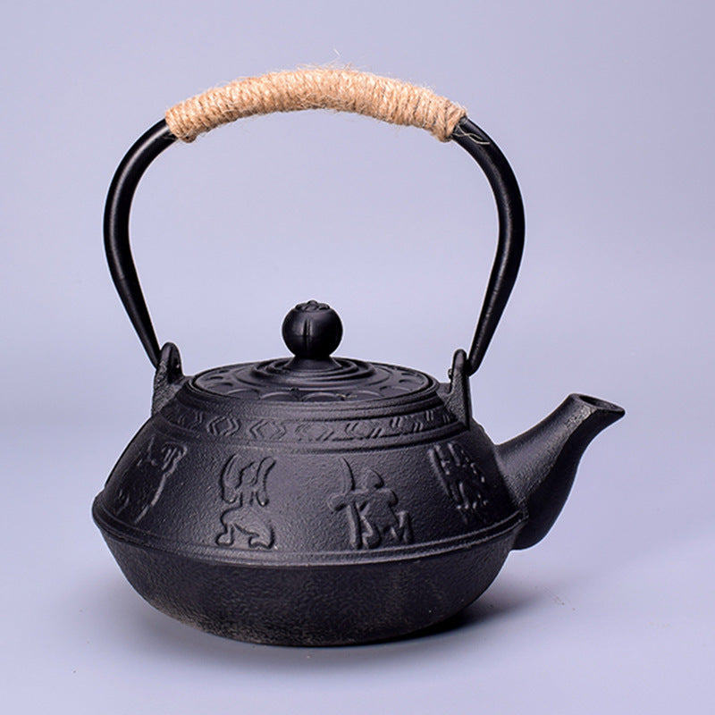 Cast Iron Teapot Peony Teapot Boiling Teapot Pig Iron Teapot Uncoated Tea Set