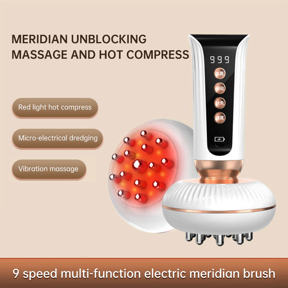 Multifunctional Electric Meridian Massage Brush EMS Heat Therapy Body Head Massager Slimming Electric Meridian Brush