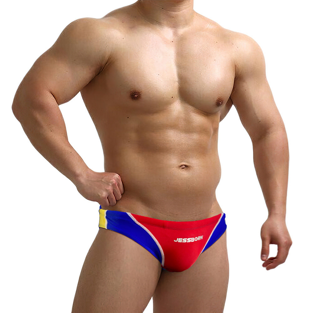 Men's Color Matching Swim Briefs Swimming Trunks