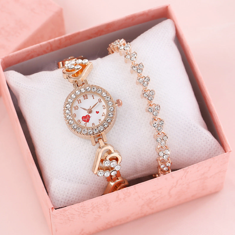 Heart Shape Diamond Small Dial Bracelet Watch Ladies