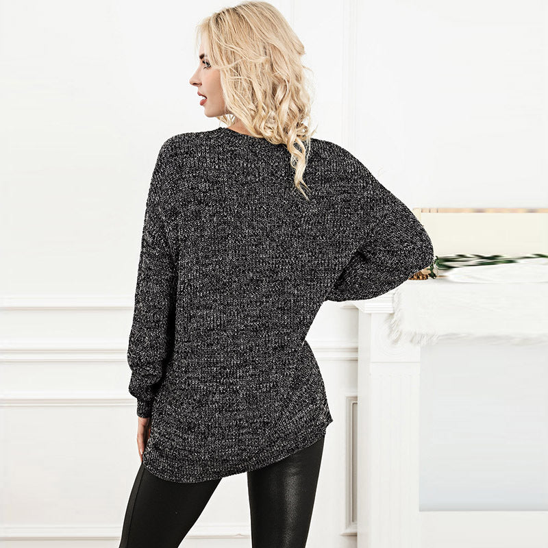 Women's Fashionable Knitted Long-sleeved Top