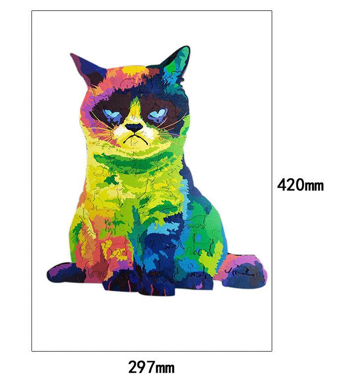 Irregular Rainbow Cat Uncomfortable Cat Wooden Puzzle Board Intelligence Development Toy