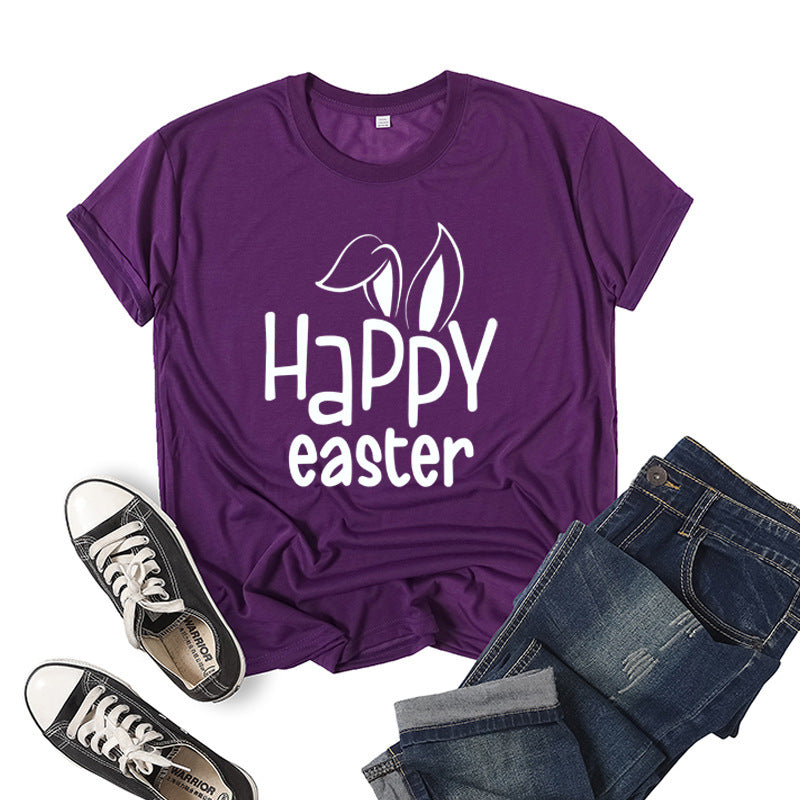 Women's Bunny Happy Easter Print Top