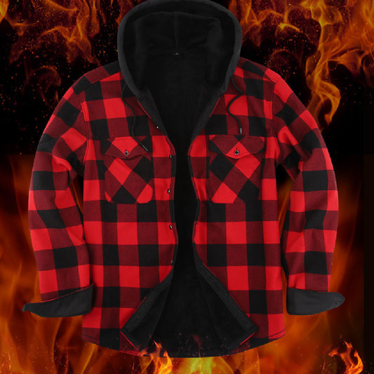 Cozy Classic: Winter fleece-lined thickened warm plaid shirt for ultimate comfort.