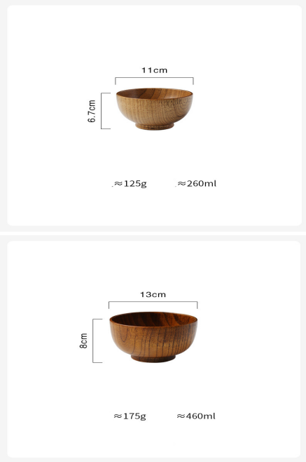 Holzschüssel im japanischen Stil, Holz-Reissuppenschüssel, Salatschüssel, Lebensmittelbehälter, große kleine Schüssel für Kinder, Geschirr, Holzutensilien