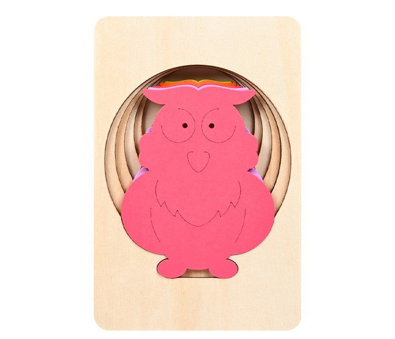 Children's Wooden Animal Multi-layer Gradient 3D Puzzle Model