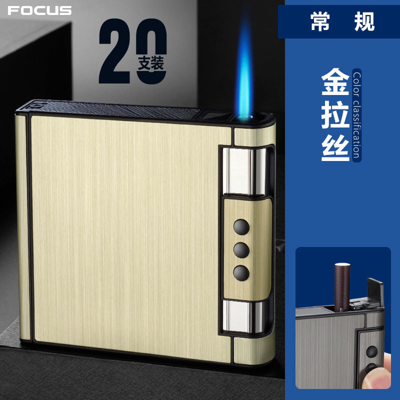 Creative Men's Portable 20 PCs Cigarette Case With Gas Lighters