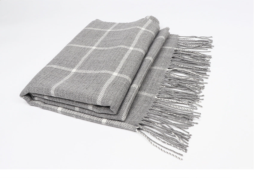 Plaid Cashmere-like Thickening Thermal Women's Shawl