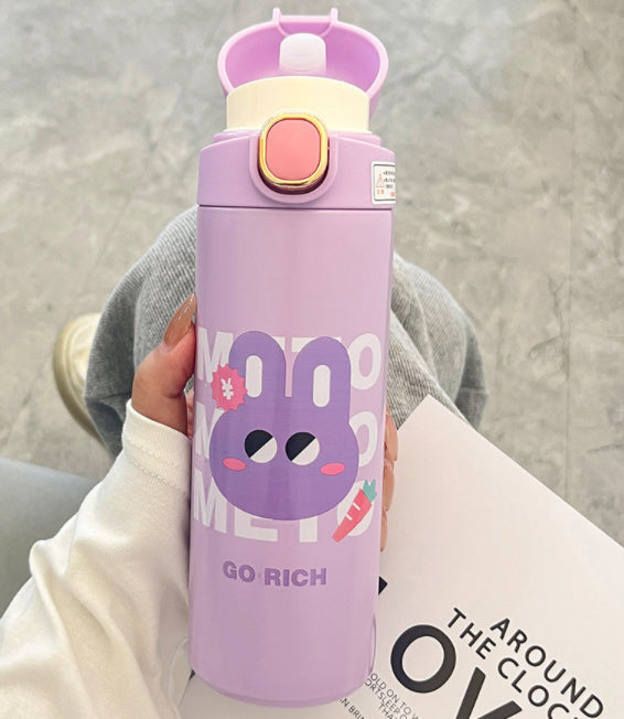 Candy Color Cute Student Cartoon Thermal Mug Children Baby Drinking Water Straight Drink Cup