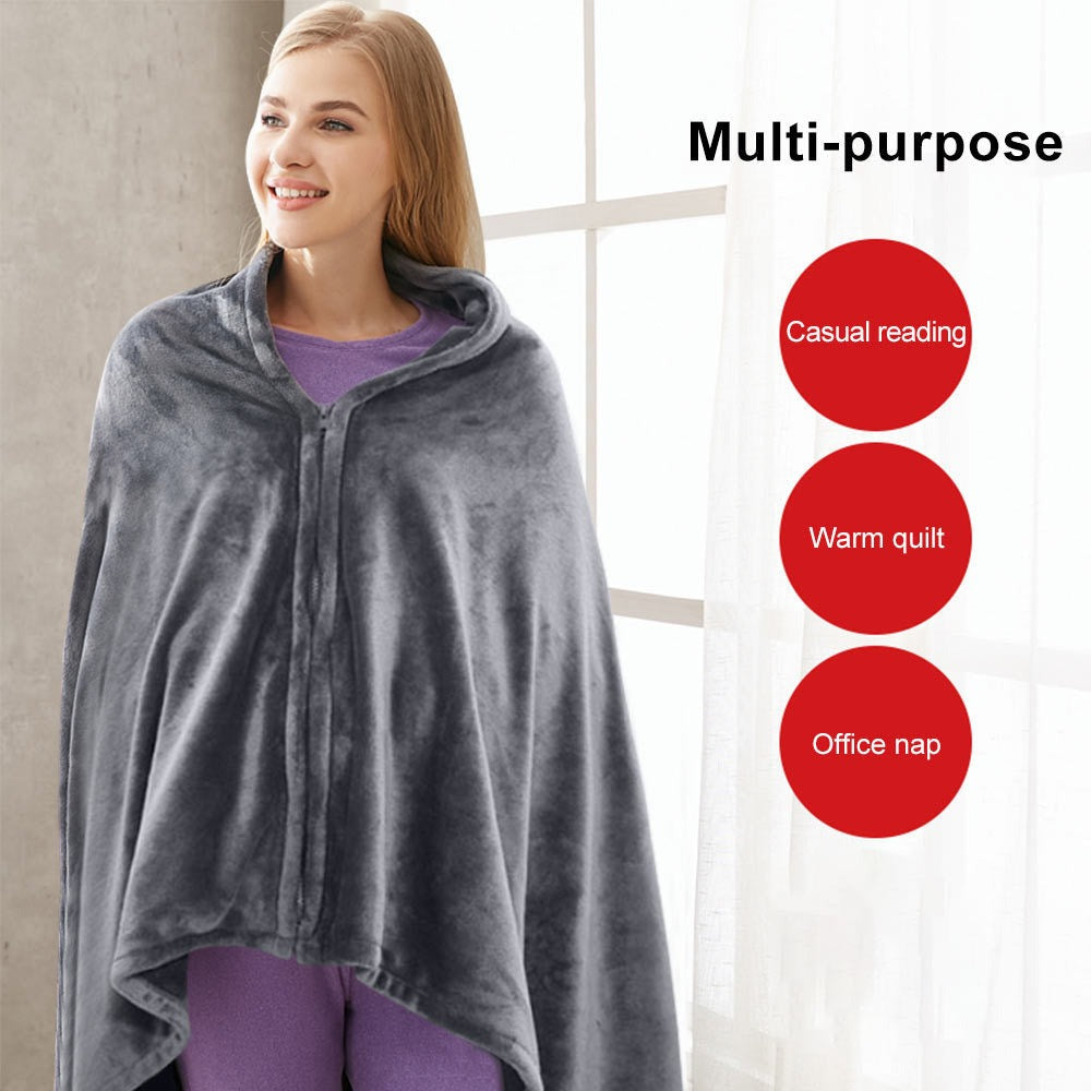 Electric Outer Shawl Blanket Coral Velvet Warm Wrap Cape Cloak USB Charging Heating Blanket Cold Insulation Blanket