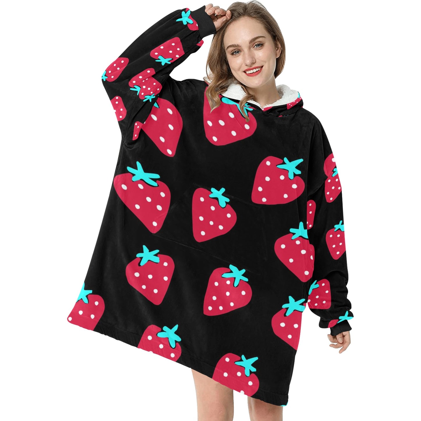 CWS Cozy Vibe Strawbery  Blanket Hoodie for Women by Cozy Winter Store