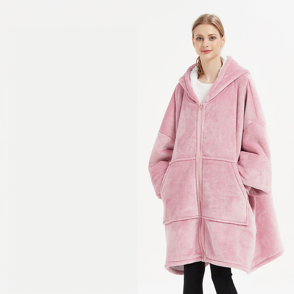 WarmHug: Plus-size wearable blanket sweatshirt for winter, providing warm and cozy comfort in a giant hoodie robe for both women and men's home clothes.