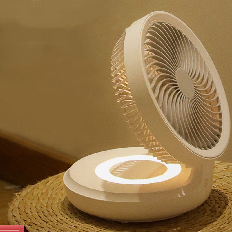 Wireless Suspended Air Circulation Fan USB Rechargeable Folding Electric Fan Night Light Touch Control 4 Wind Speed