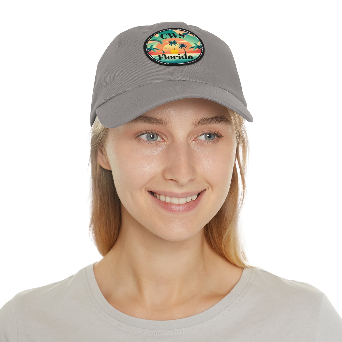 CWS Florida Palm Beach Dad Hat with Leather Patch (Round) By Cozy Winter Store (ships within USA only)