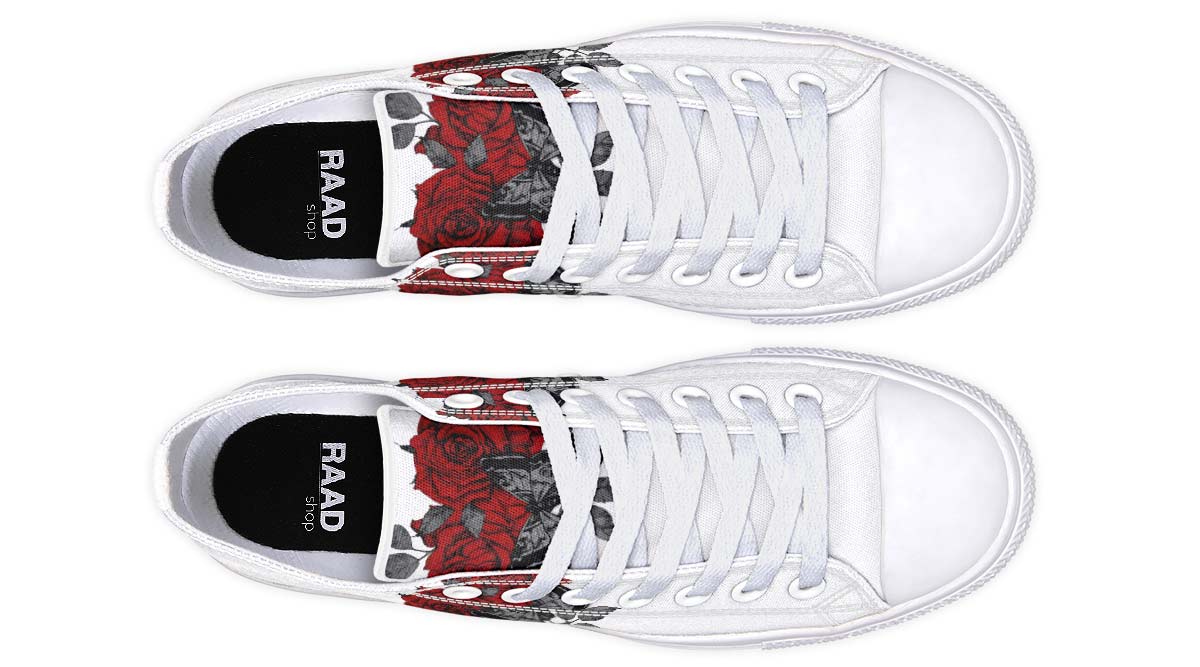 UrbanKIck Red Rose Fashion Print Couple Low-Top Canvas Shoes