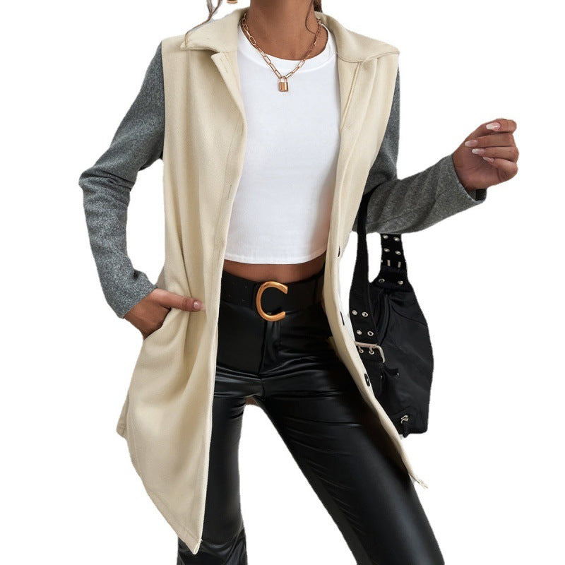 EasyChic: Casual single-breasted color block trench coat for a stylish look.