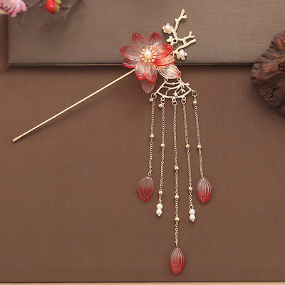 Women's Ancient Style Fairy Gas Plate Flower Hair Accessories Tassel Hairpin