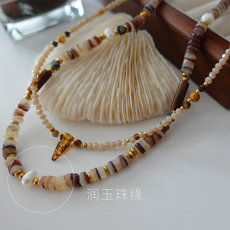 Natural Stone Pearl Necklace French Style