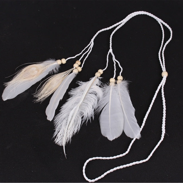 Peacock feather leather rope pendant hair ornament