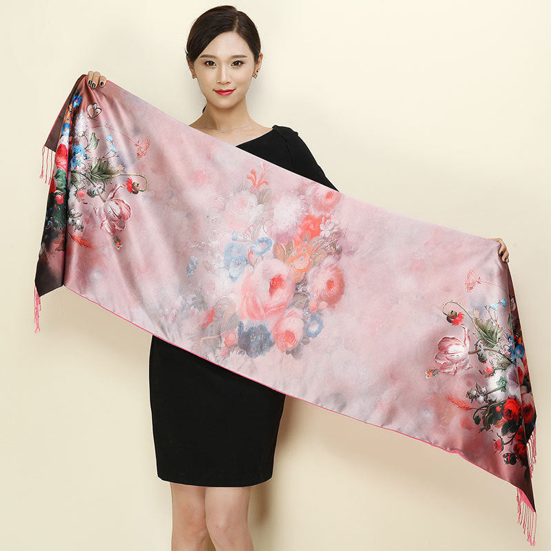 With a cheongsam shawl