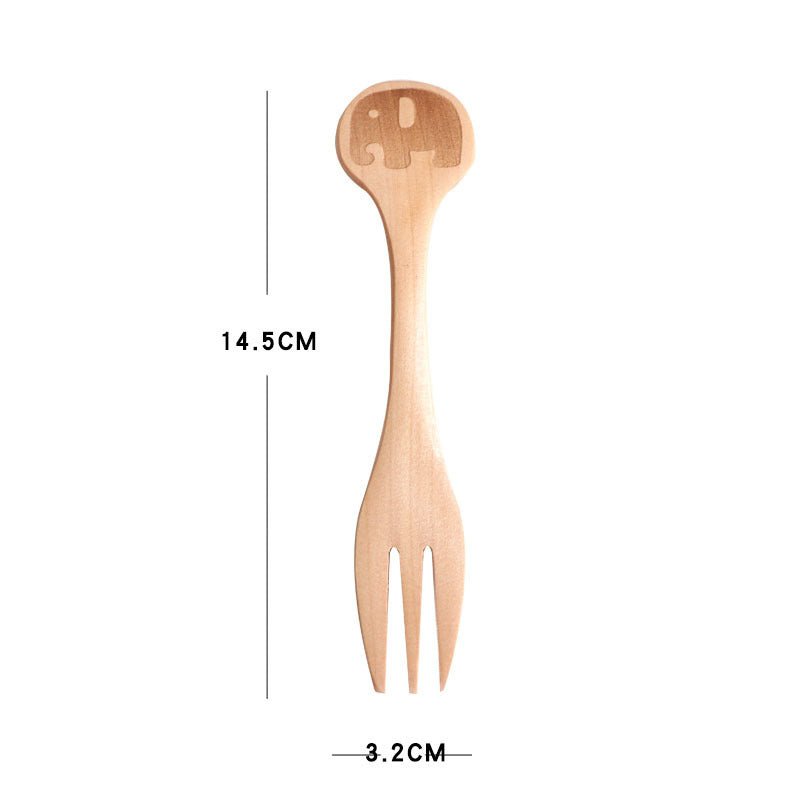 Cartoon wooden spoon and fork boxed